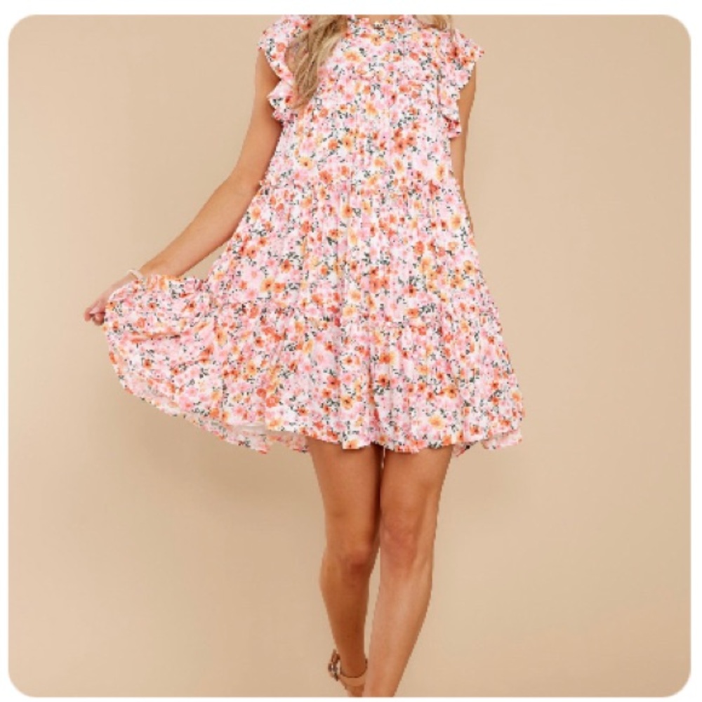 Beautiful Blossoms Pink Floral Print Dress - SMALL / Pink